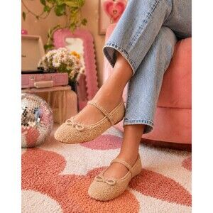Gianni Bini Women’s JosieTwo Faux Shearling Mary Jane Ballerina Flats Size 9 New